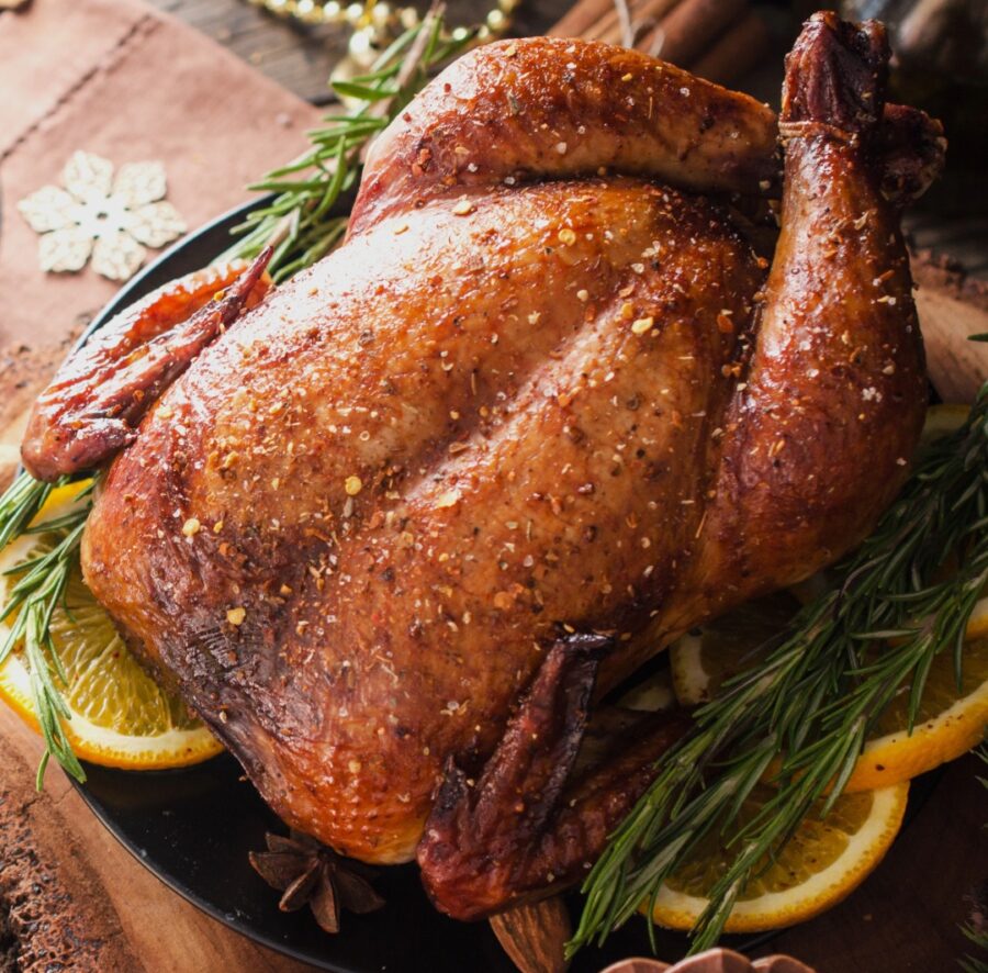 Chapon aux agrumes et au romarin